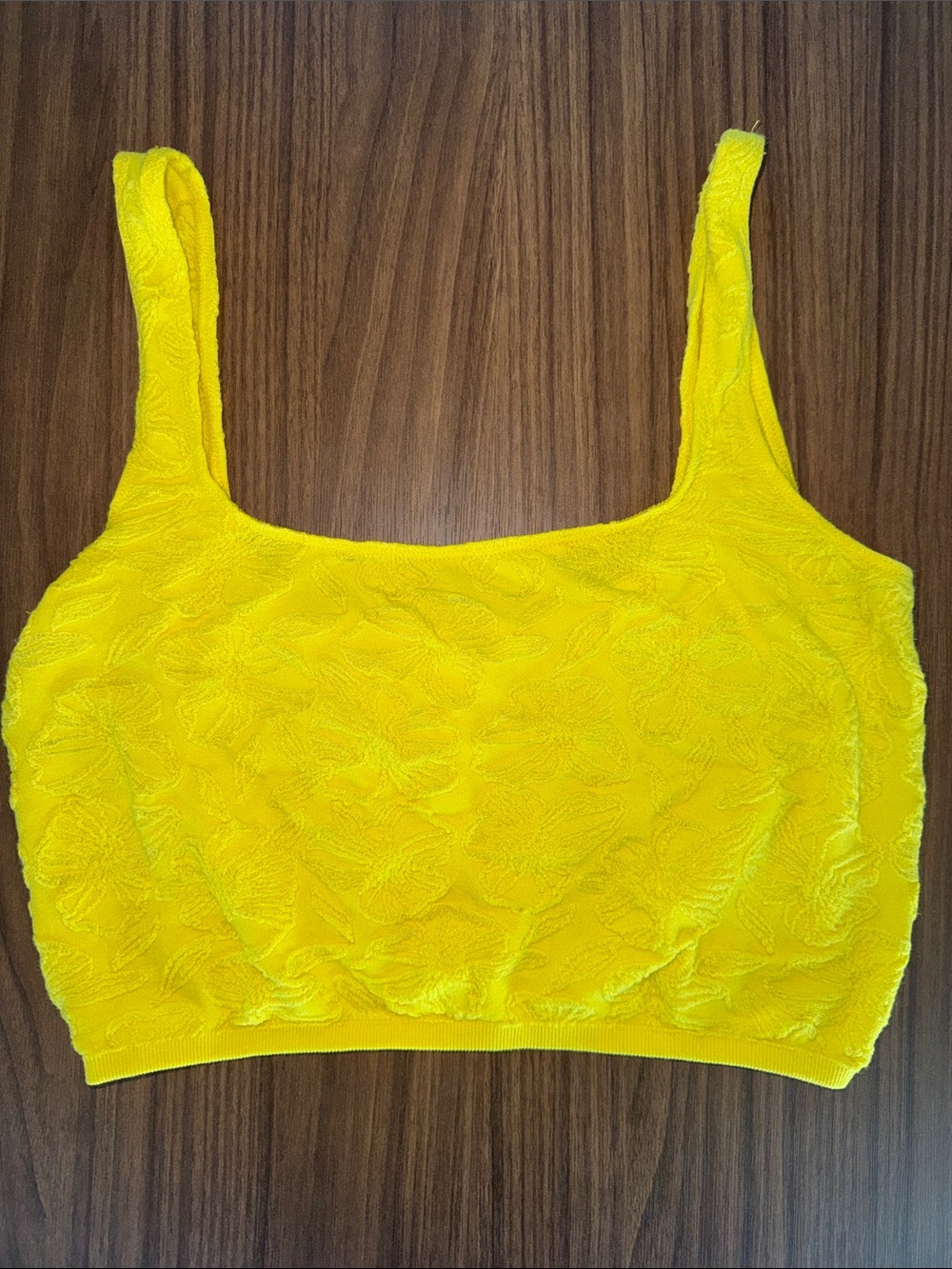 Anthropologie Bright Yellow Textured Square-Neck Crop Top S/M